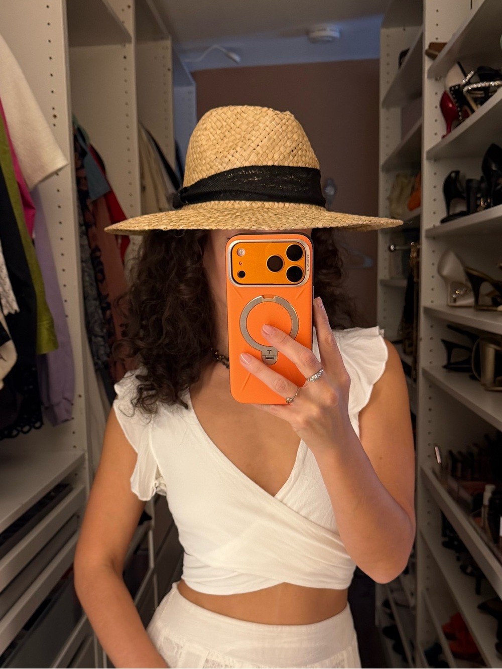 Straw hat with black band